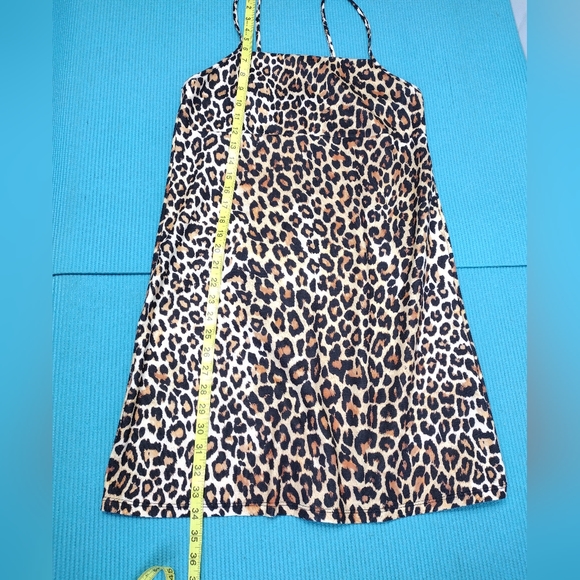 Zara Trafaluc Leopard Print Spaghetti Strap Mini Dress M - Picture 5 of 9